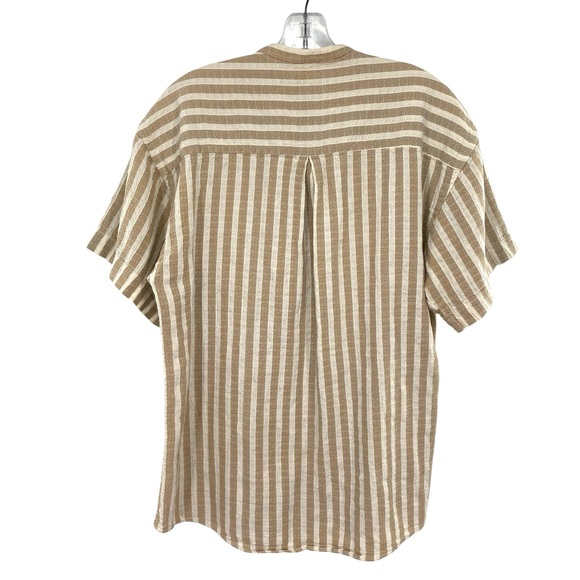 Textures by Natural Issue Men’s Cotton Striped Button Down Short Sleeve Shirt - Picture 4 of 5